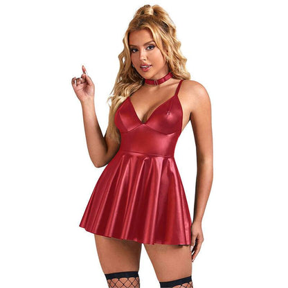 SUBBLIME - 955397 VESTIDO COM ALÇAS DE COURO BORDÔ S/M - Sexshoptuga 