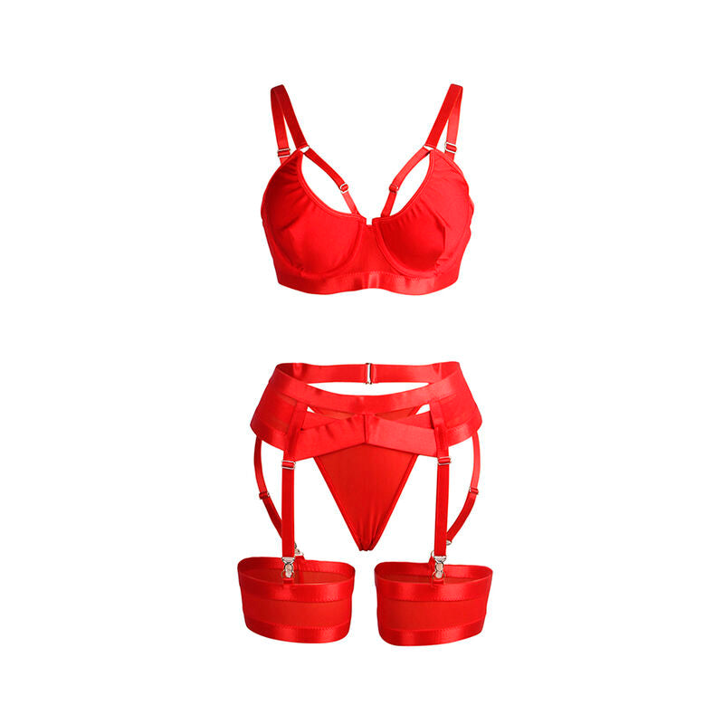 SUBBLIME - 955267 SUTIÃ BONDAGE VERMELHO COM CONJUNTO DE LIGA L/XL - Sexshoptuga 