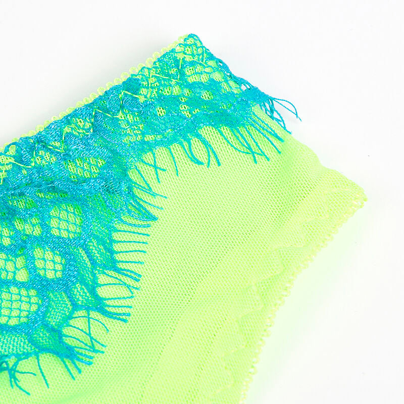 SUBBLIME - 955328 CONJUNTO DE SUTIÃ COM RENDA E LINHAS DE LIGA VERDE E AZUL L/XL - Sexshoptuga 