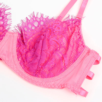 SUBBLIME - 955366 CONJUNTO DE SUTIÃ COM RENDA E LIGAS ROSA E ROXO L/XL - Sexshoptuga 