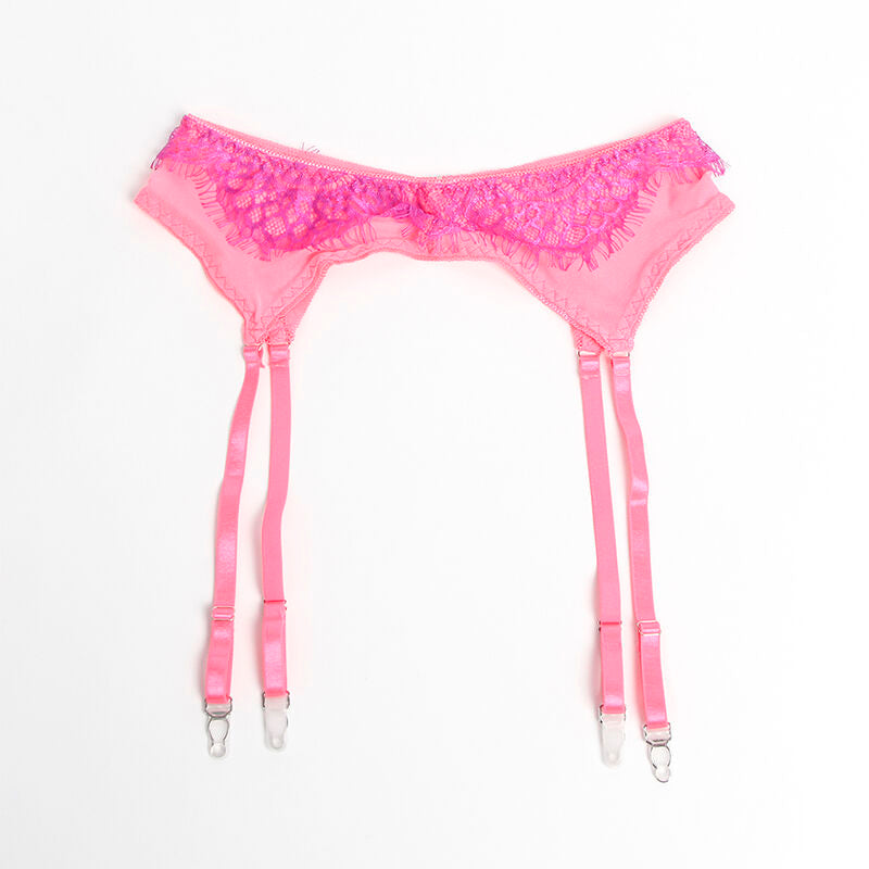 SUBBLIME - 955366 CONJUNTO DE SUTIÃ COM RENDA E LIGAS ROSA E ROXO L/XL - Sexshoptuga 