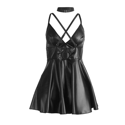 SUBBLIME - 955373 VESTIDO COM ALÇAS DE COURO PRETO S/M - Sexshoptuga 