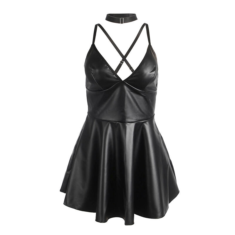 SUBBLIME - 955373 VESTIDO COM ALÇAS DE COURO PRETO S/M - Sexshoptuga 