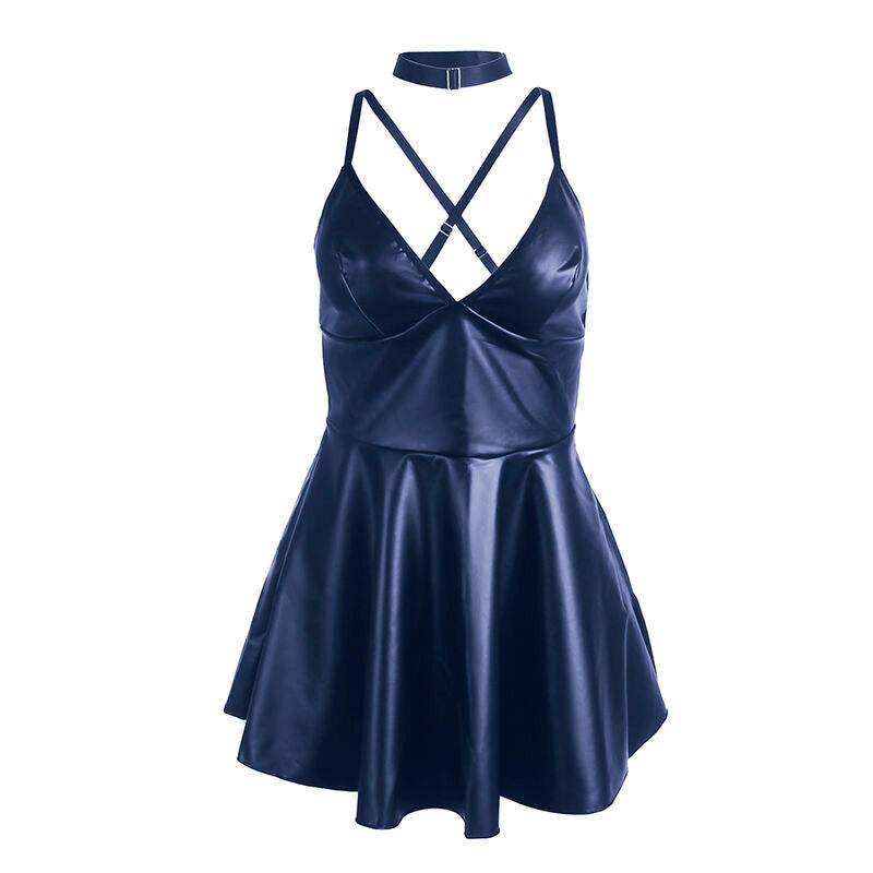 SUBBLIME - 955410 VESTIDO COM ALÇAS DE COURO AZUL S/M - Sexshoptuga 