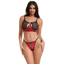 SUBBLIME - 955540 CONJUNTO DE SUTIÃ DE COURO VERMELHO COM ZÍPER DE MALHA L/XL - Sexshoptuga 