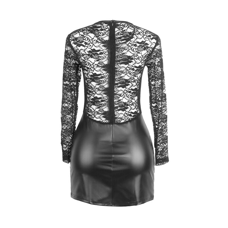 SUBBLIME - 955601 VESTIDO MANGA COMPRIDA COM RENDA PRETA L/XL - Sexshoptuga 