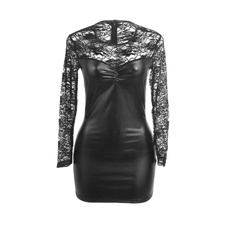 SUBBLIME - 955601 VESTIDO MANGA COMPRIDA COM RENDA PRETA L/XL - Sexshoptuga 