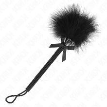 KINK - VARINHA DE CORDA DE NYLON COM PENAS DE CÓCEGAS E LAÇO PRETO 25 CM - Sexshoptuga 